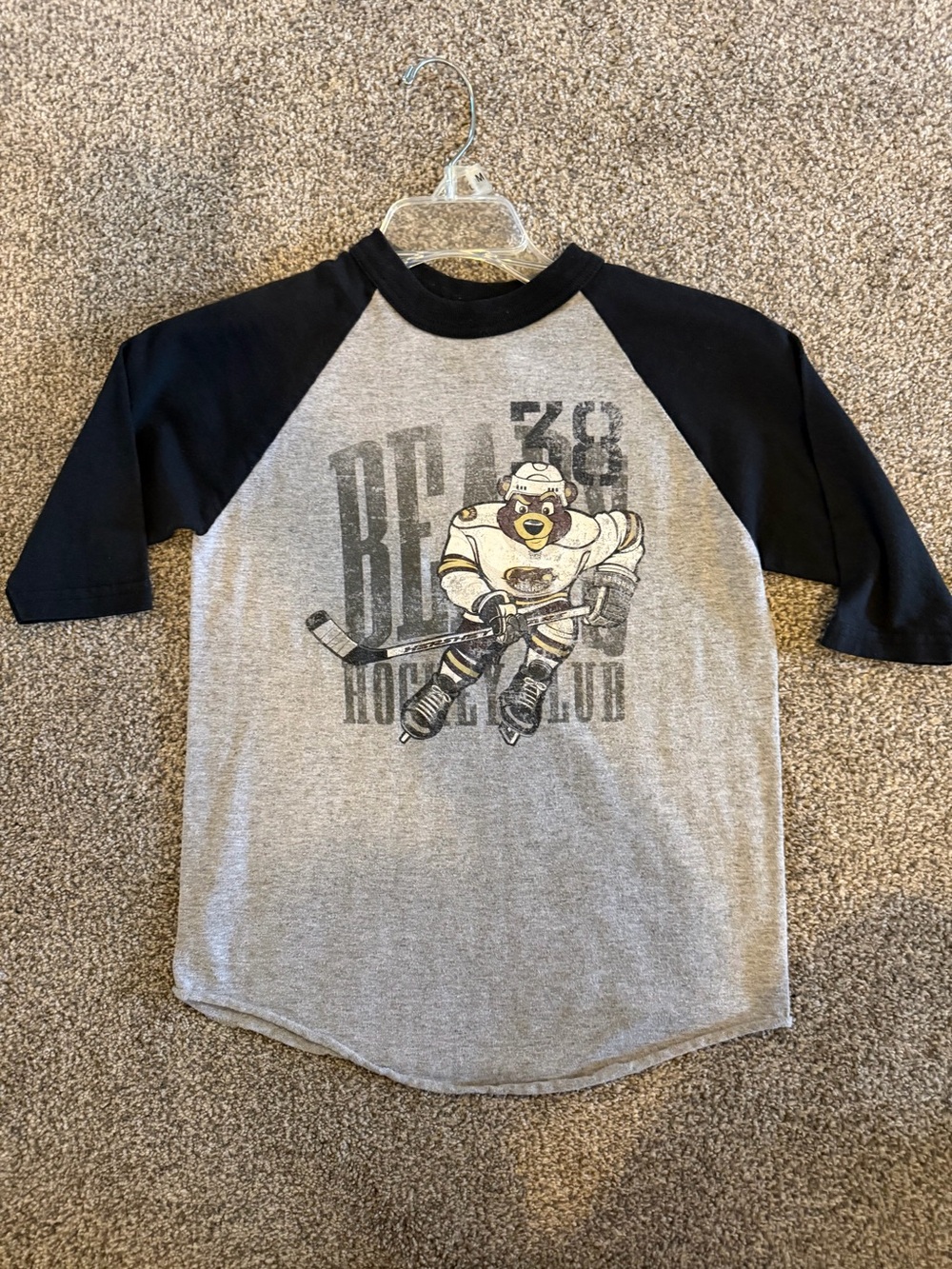 Kids Grey & Black Raglan Hockey Hershey Bears Tee